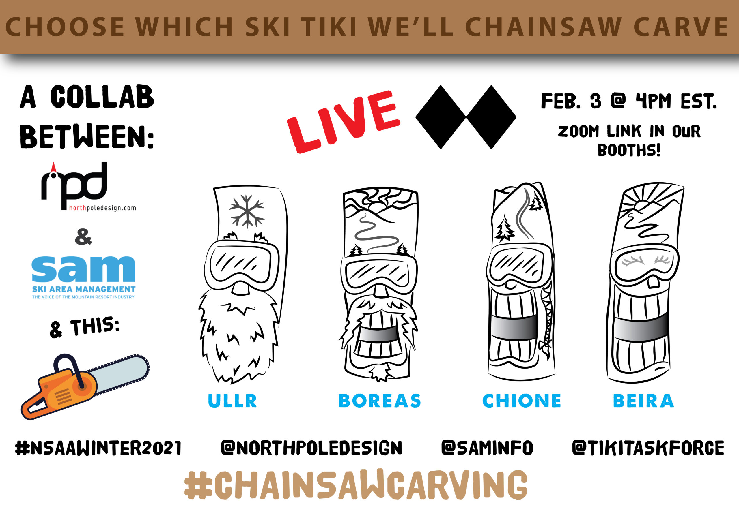 Choose Which Tiki We Chainsaw Carve at the NSAA Winter Show